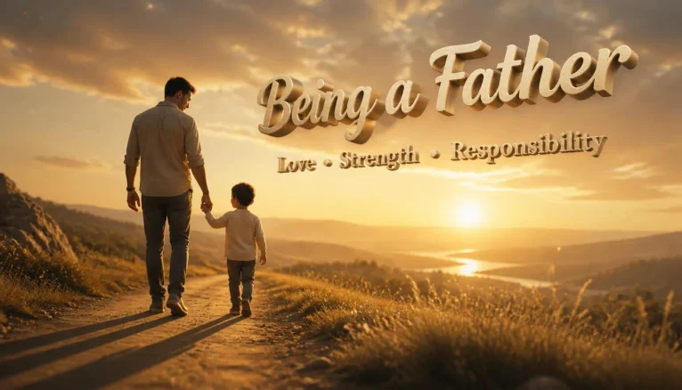 Father and child sitting together at sunset, representing short emotional father quotes about love, memories, and connection.