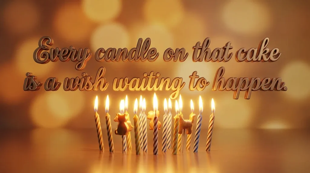 3D birthday candles image with quote "Every candle on that cake is a wish waiting to happen.
