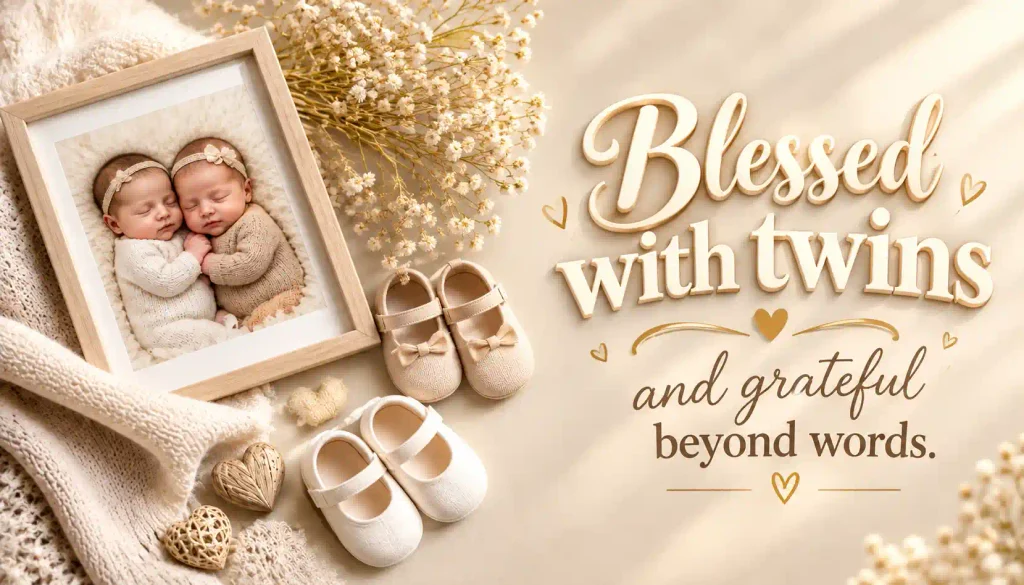 Beautiful twin baby memory setup for Instagram caption ideas