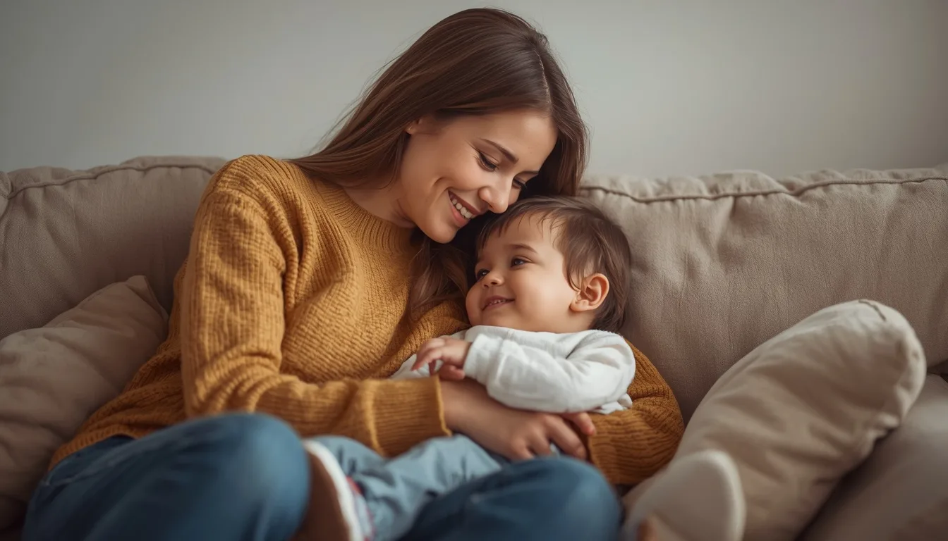 Loving mother and child sharing a heartfelt moment representing emotional mama bear quotes and unconditional mother love.
