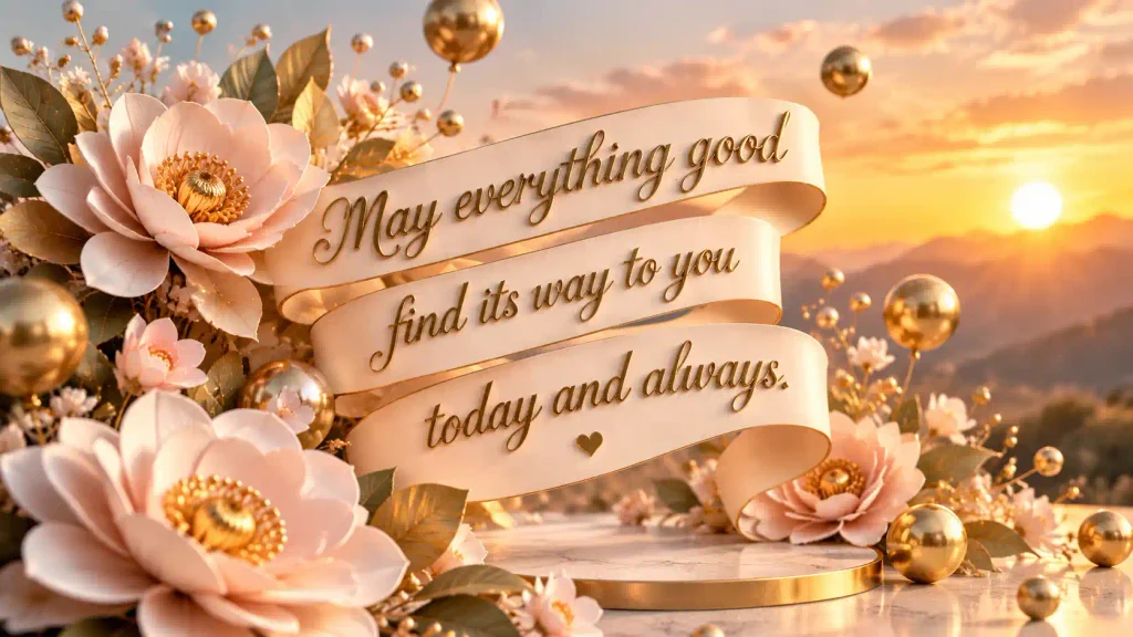 3D paper flowers birthday image with quote "May everything good find its way to you today and always.
