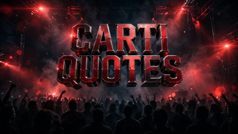 Carti Quotes — 75 Playboi Carti quotes from lyrics and rare interviews, red 3D floating text over a concert crowd