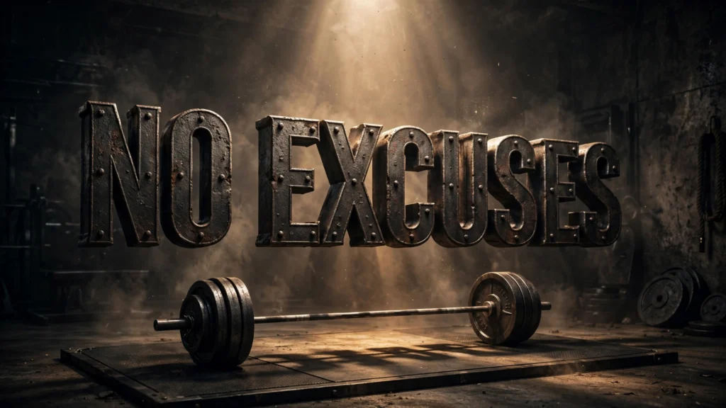 David Goggins quotes — 3D 'No Excuses' floating text art